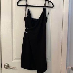 Lulu’s Black Wrap Mini Cocktail Dress